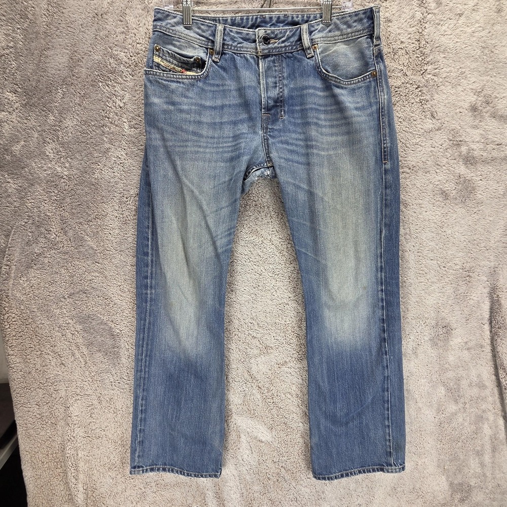 Diesel Jeans Mens 31x30 Blue Zatiny Regular Bootcut Button Fly Altered Hem 008XR
